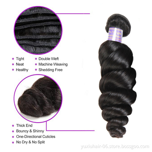 Loose Wave Remy Hair Extension Human Hair Bundles With Closure Natural Color  Weave Bundles 100% Human Hair Bundle With Frontal